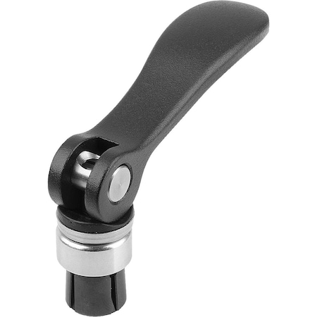 Kipp Cam Lever With Mandrel Collet Size:9, D=10, Aluminum Black Plastic-Coated, Comp:Steel K1500.1001